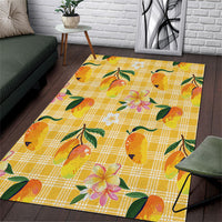 Aloha Hawaii Palaka Print Mango Plumeria Area Rug Fresh Lemon