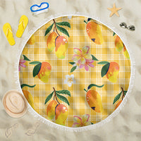 Aloha Hawaii Palaka Print Mango Plumeria Beach Blanket Fresh Lemon