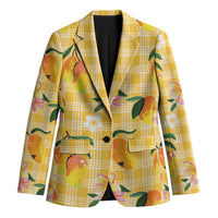 Aloha Hawaii Palaka Print Mango Plumeria Blazer Fresh Lemon