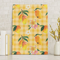 Aloha Hawaii Palaka Print Mango Plumeria Canvas Wall Art Fresh Lemon