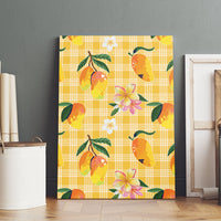 Aloha Hawaii Palaka Print Mango Plumeria Canvas Wall Art Fresh Lemon