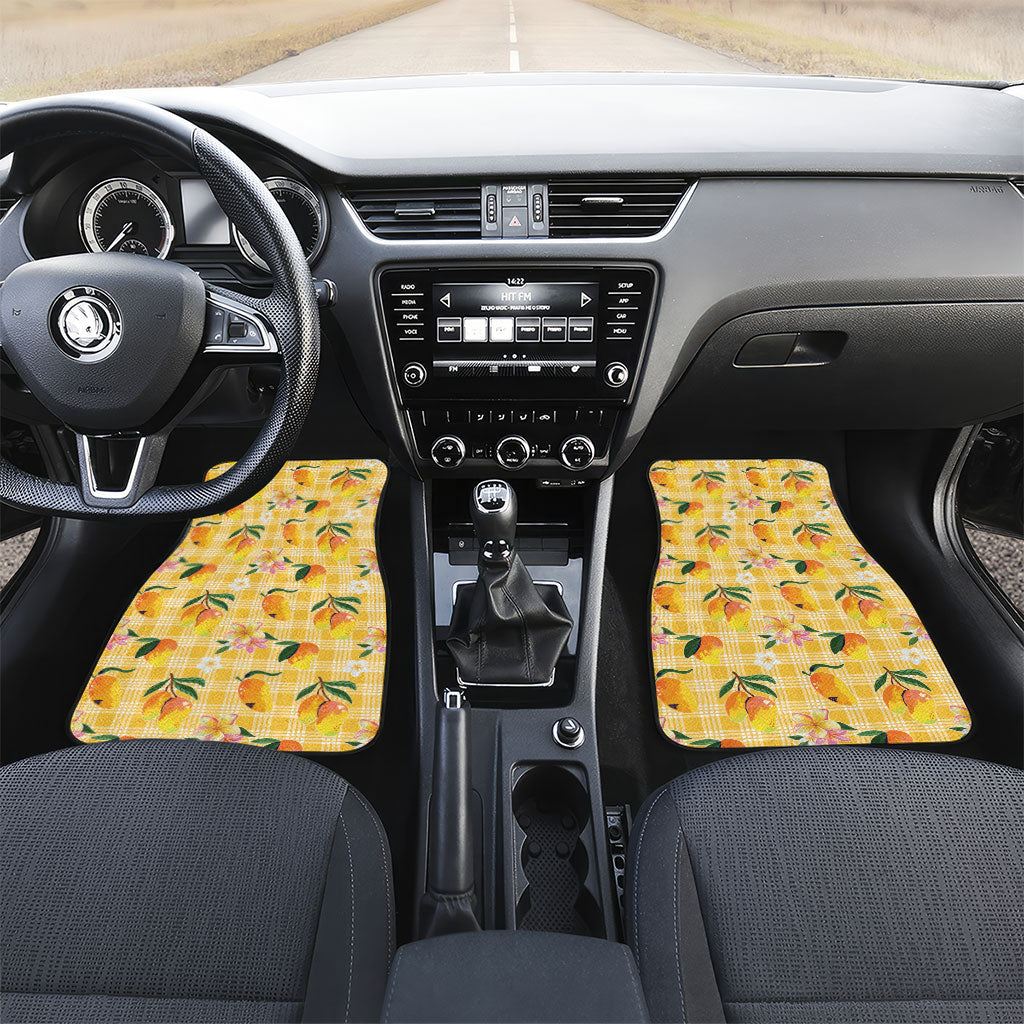 Aloha Hawaii Palaka Print Mango Plumeria Car Mats Fresh Lemon
