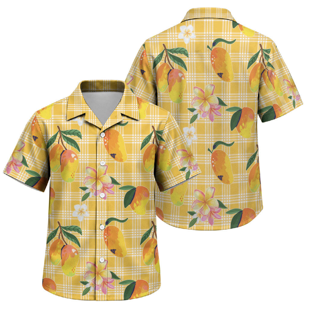 Aloha Hawaii Palaka Print Mango Plumeria Family Matching Tank Maxi Dress and Hawaiian Shirt Fresh Lemon