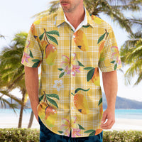 Aloha Hawaii Palaka Print Mango Plumeria Hawaiian Shirt Fresh Lemon