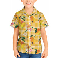 Aloha Hawaii Palaka Print Mango Plumeria Hawaiian Shirt Fresh Lemon