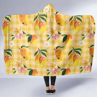 Aloha Hawaii Palaka Print Mango Plumeria Hooded Blanket Fresh Lemon
