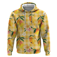 Aloha Hawaii Palaka Print Mango Plumeria Hoodie Fresh Lemon