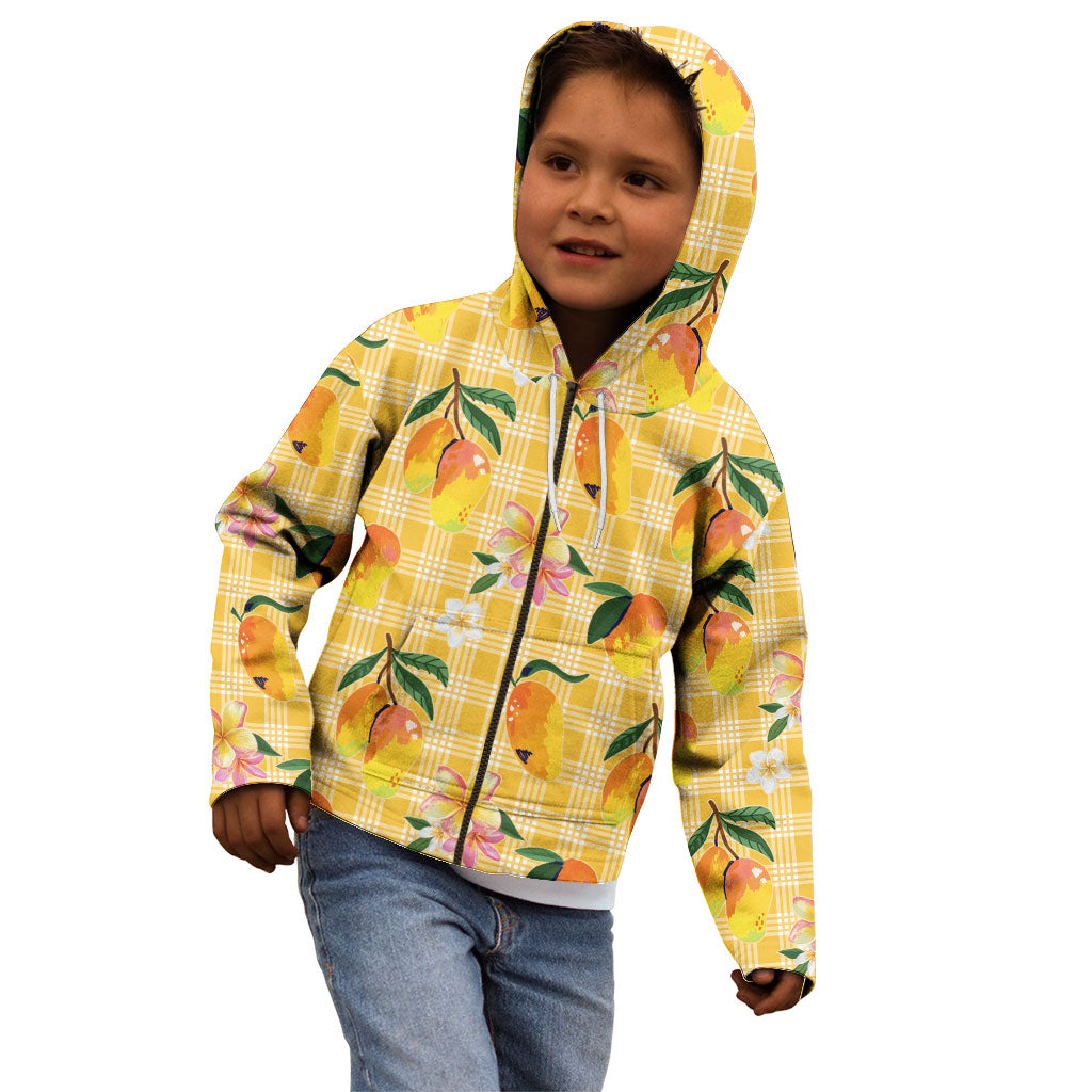 Aloha Hawaii Palaka Print Mango Plumeria Kid Hoodie Fresh Lemon