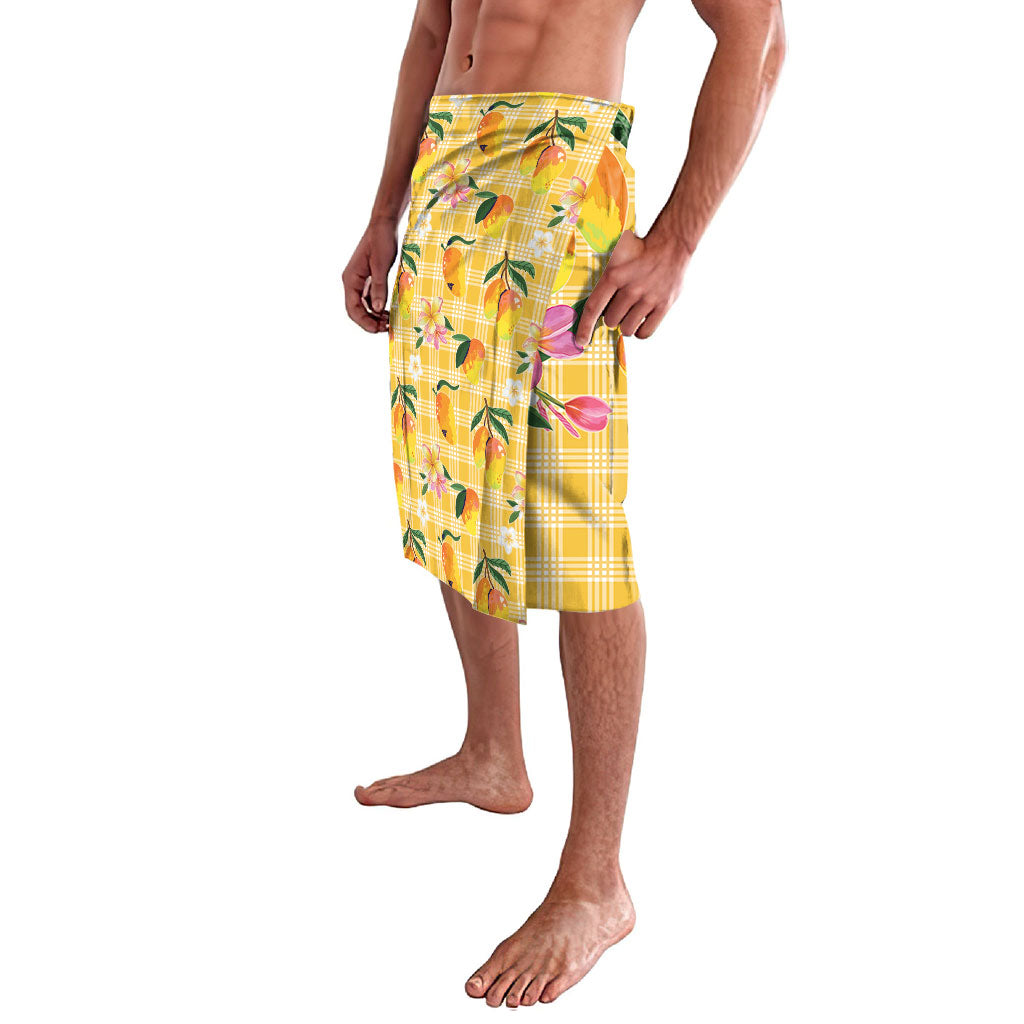 Aloha Hawaii Palaka Print Mango Plumeria Lavalava Fresh Lemon