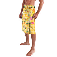 Aloha Hawaii Palaka Print Mango Plumeria Lavalava Fresh Lemon