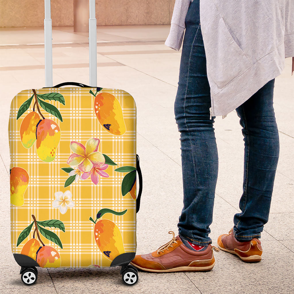 Aloha Hawaii Palaka Print Mango Plumeria Luggage Cover Fresh Lemon