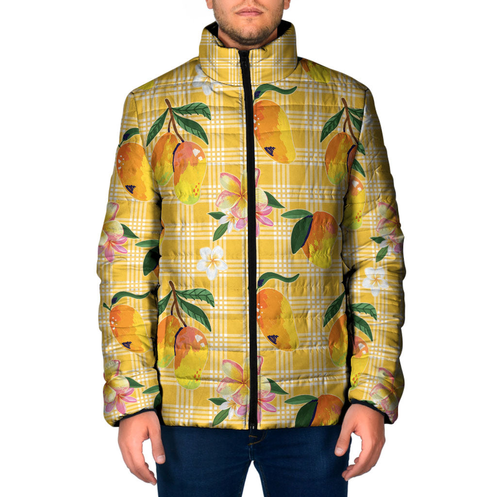 Aloha Hawaii Palaka Print Mango Plumeria Padded Jacket Fresh Lemon
