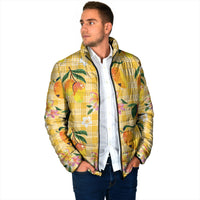 Aloha Hawaii Palaka Print Mango Plumeria Padded Jacket Fresh Lemon
