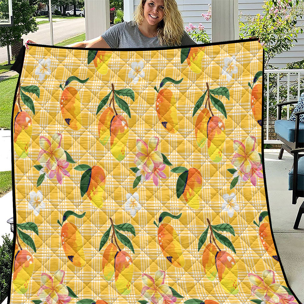 Aloha Hawaii Palaka Print Mango Plumeria Quilt Fresh Lemon