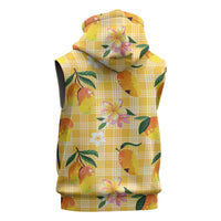 Aloha Hawaii Palaka Print Mango Plumeria Sleeveless Hoodie Fresh Lemon