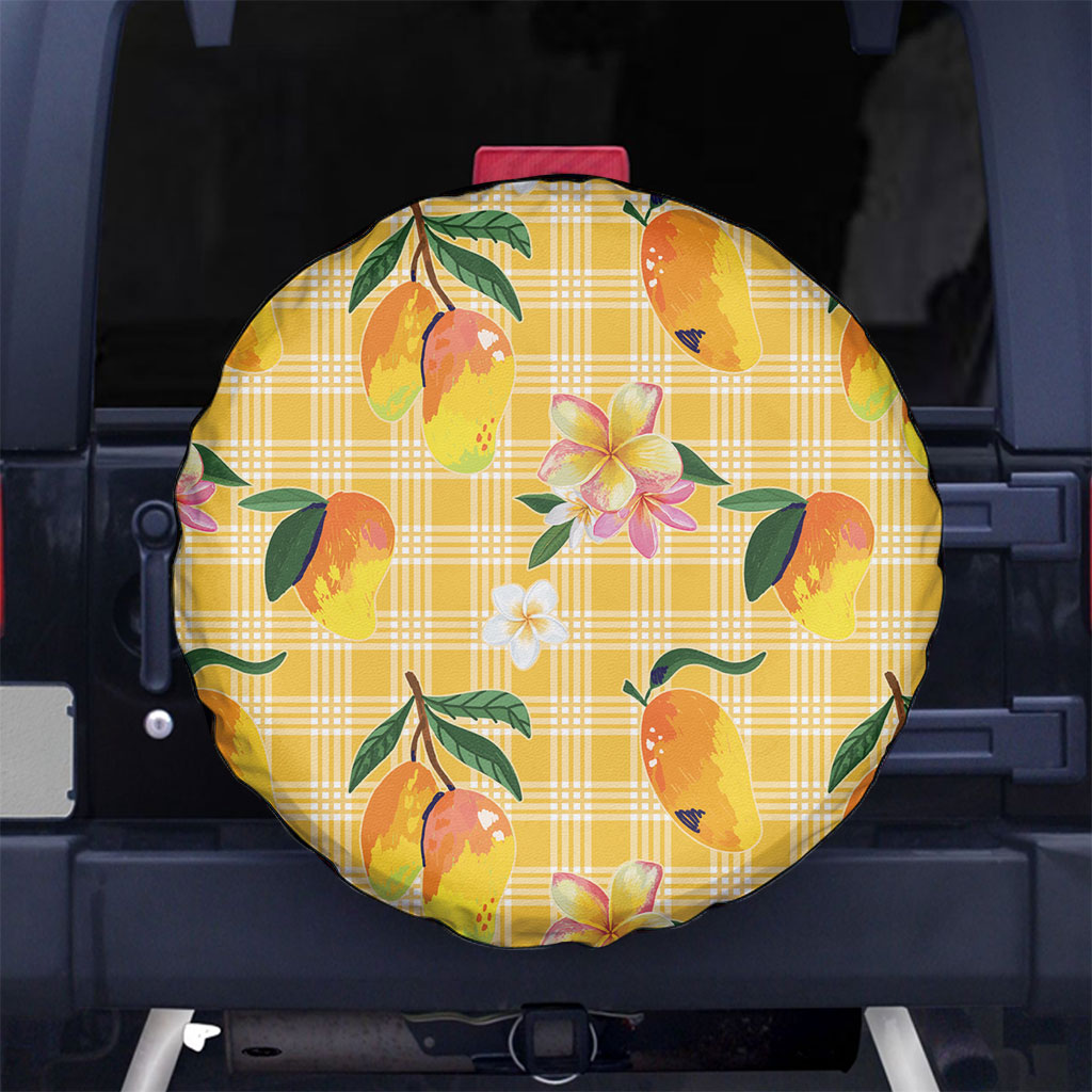 Aloha Hawaii Palaka Print Mango Plumeria Spare Tire Cover Fresh Lemon