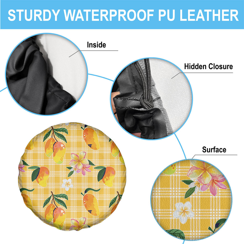 Aloha Hawaii Palaka Print Mango Plumeria Spare Tire Cover Fresh Lemon