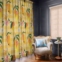 Aloha Hawaii Palaka Print Mango Plumeria Window Curtain Fresh Lemon