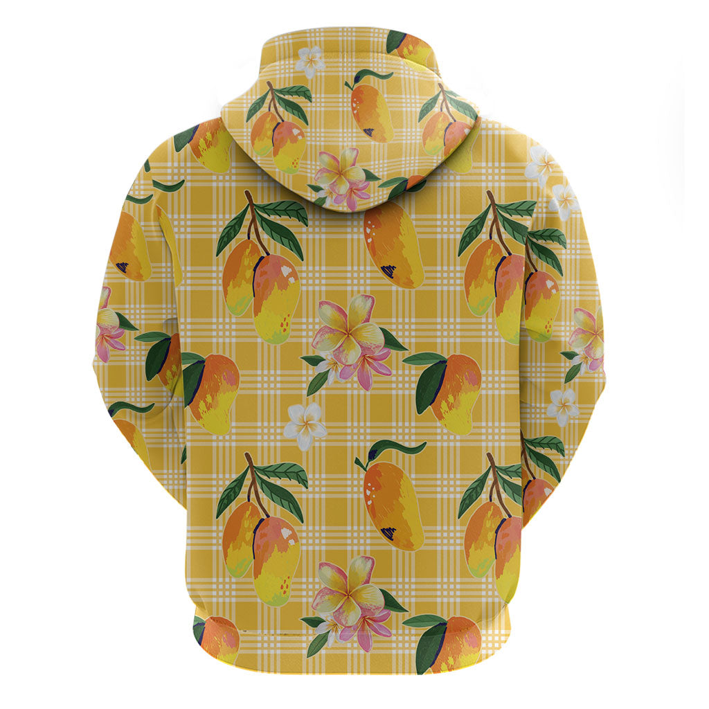 Aloha Hawaii Palaka Print Mango Plumeria Zip Hoodie Fresh Lemon
