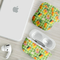 Aloha Hawaii Palaka Print Mango Plumeria AirPods Case Cool Mint