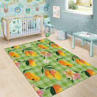 Aloha Hawaii Palaka Print Mango Plumeria Area Rug Cool Mint