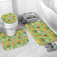 Aloha Hawaii Palaka Print Mango Plumeria Bathroom Set Cool Mint