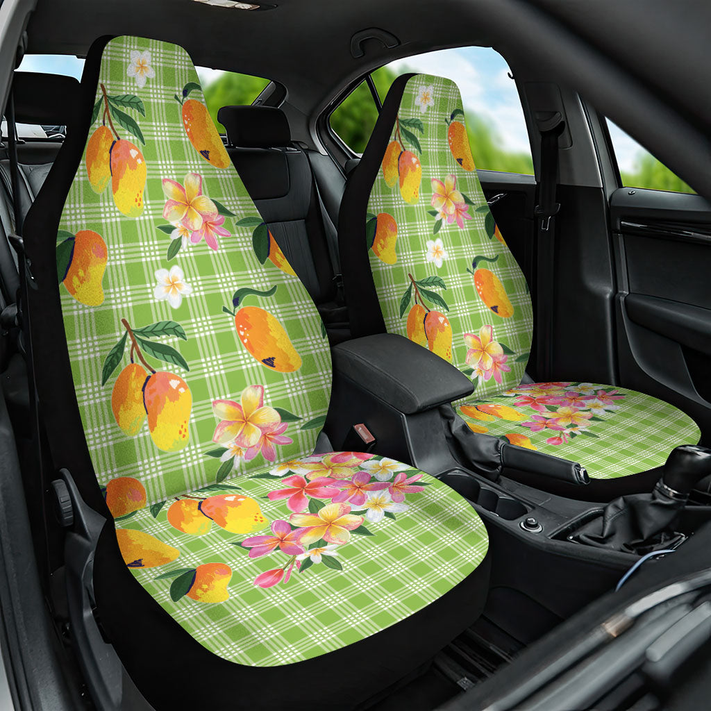 Aloha Hawaii Palaka Print Mango Plumeria Car Seat Cover Cool Mint