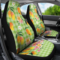 Aloha Hawaii Palaka Print Mango Plumeria Car Seat Cover Cool Mint
