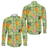 Aloha Hawaii Palaka Print Mango Plumeria Family Matching Puletasi and Hawaiian Shirt Cool Mint