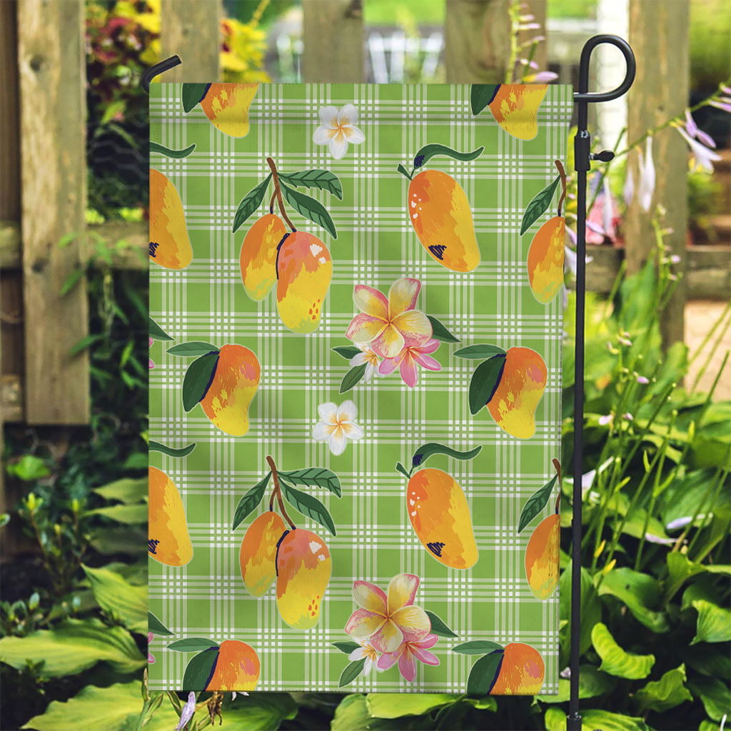 Aloha Hawaii Palaka Print Mango Plumeria Garden Flag Cool Mint
