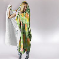 Aloha Hawaii Palaka Print Mango Plumeria Hooded Blanket Cool Mint