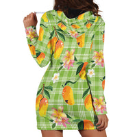 Aloha Hawaii Palaka Print Mango Plumeria Hoodie Dress Cool Mint