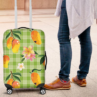 Aloha Hawaii Palaka Print Mango Plumeria Luggage Cover Cool Mint