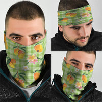 Aloha Hawaii Palaka Print Mango Plumeria Neck Gaiter Cool Mint