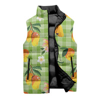Aloha Hawaii Palaka Print Mango Plumeria Sleeveless Puffer Jacket Cool Mint