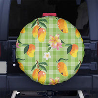 Aloha Hawaii Palaka Print Mango Plumeria Spare Tire Cover Cool Mint