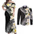 Aloha Hawaii Festive Couples Matching Off Shoulder Maxi Dress and Long Sleeve Button Shirt Frangipani Lace Classic