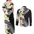 Aloha Hawaii Festive Couples Matching Off Shoulder Maxi Dress and Long Sleeve Button Shirt Frangipani Lace Classic
