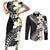 Aloha Hawaii Festive Couples Matching Short Sleeve Bodycon Dress and Long Sleeve Button Shirt Frangipani Lace Classic