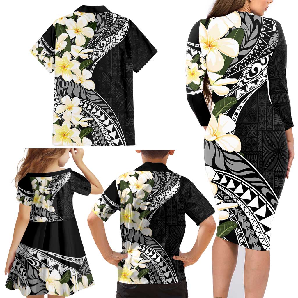 Aloha Hawaii Festive Family Matching Long Sleeve Bodycon Dress and Hawaiian Shirt Frangipani Lace Classic LT7 - Polynesian Pride