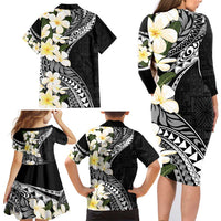 Aloha Hawaii Festive Family Matching Long Sleeve Bodycon Dress and Hawaiian Shirt Frangipani Lace Classic LT7 - Polynesian Pride