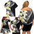 Aloha Hawaii Festive Family Matching Off Shoulder Short Dress and Hawaiian Shirt Frangipani Lace Classic