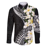 Aloha Hawaii Festive Family Matching Off Shoulder Short Dress and Hawaiian Shirt Frangipani Lace Classic LT7 Dad's Shirt - Long Sleeve Black - Polynesian Pride