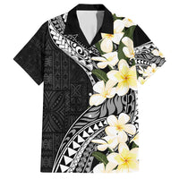Aloha Hawaii Festive Family Matching Tank Maxi Dress and Hawaiian Shirt Frangipani Lace Classic LT7 Dad's Shirt - Short Sleeve Black - Polynesian Pride