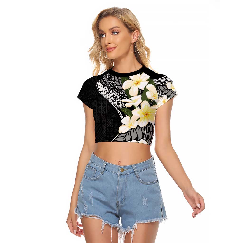 Aloha Hawaii Festive Raglan Cropped T Shirt Frangipani Lace Classic