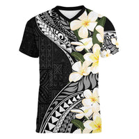 Aloha Hawaii Festive Women V-Neck T-Shirt Frangipani Lace Classic