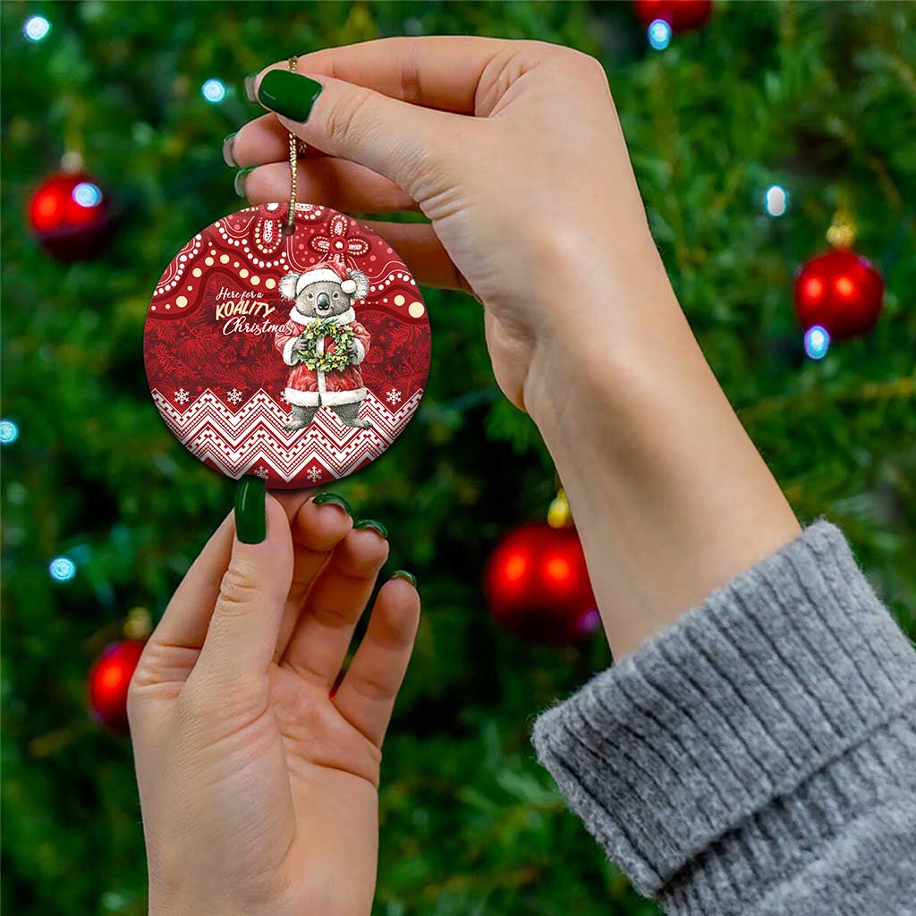 Here For A Koality Xmas Australia Abogirinal Ceramic Ornament Santa Koala - Polynesian Pride