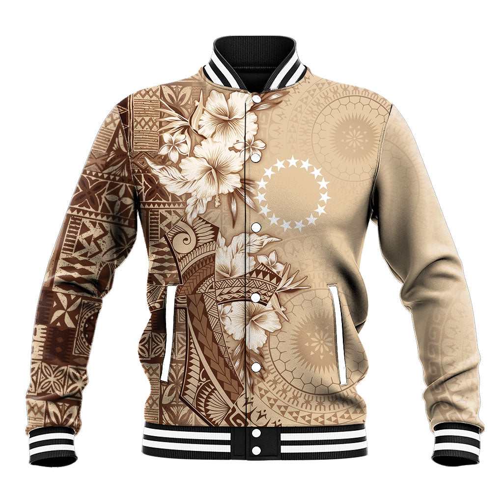 Kia Orana Cook Islands Tapa Floral With Cross Baseball Jacket Beige LT7 Unisex Beige - Polynesian Pride