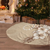 Kia Orana Cook Islands Tapa Floral With Cross Tree Skirt Beige LT7 - Polynesian Pride