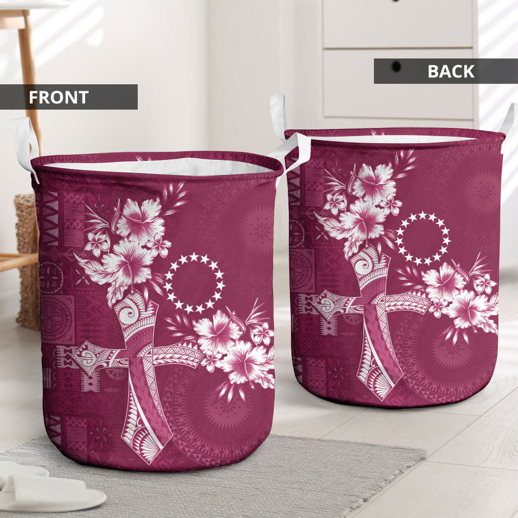 Kia Orana Cook Islands Tapa Floral With Cross Laundry Basket Maroon LT7 - Polynesian Pride